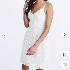 Like New Abercrombie and Fitch White Crochet Lace Mini Dress, Size Small